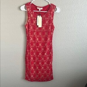 NWT MM Couture Red Lace Mini Dress